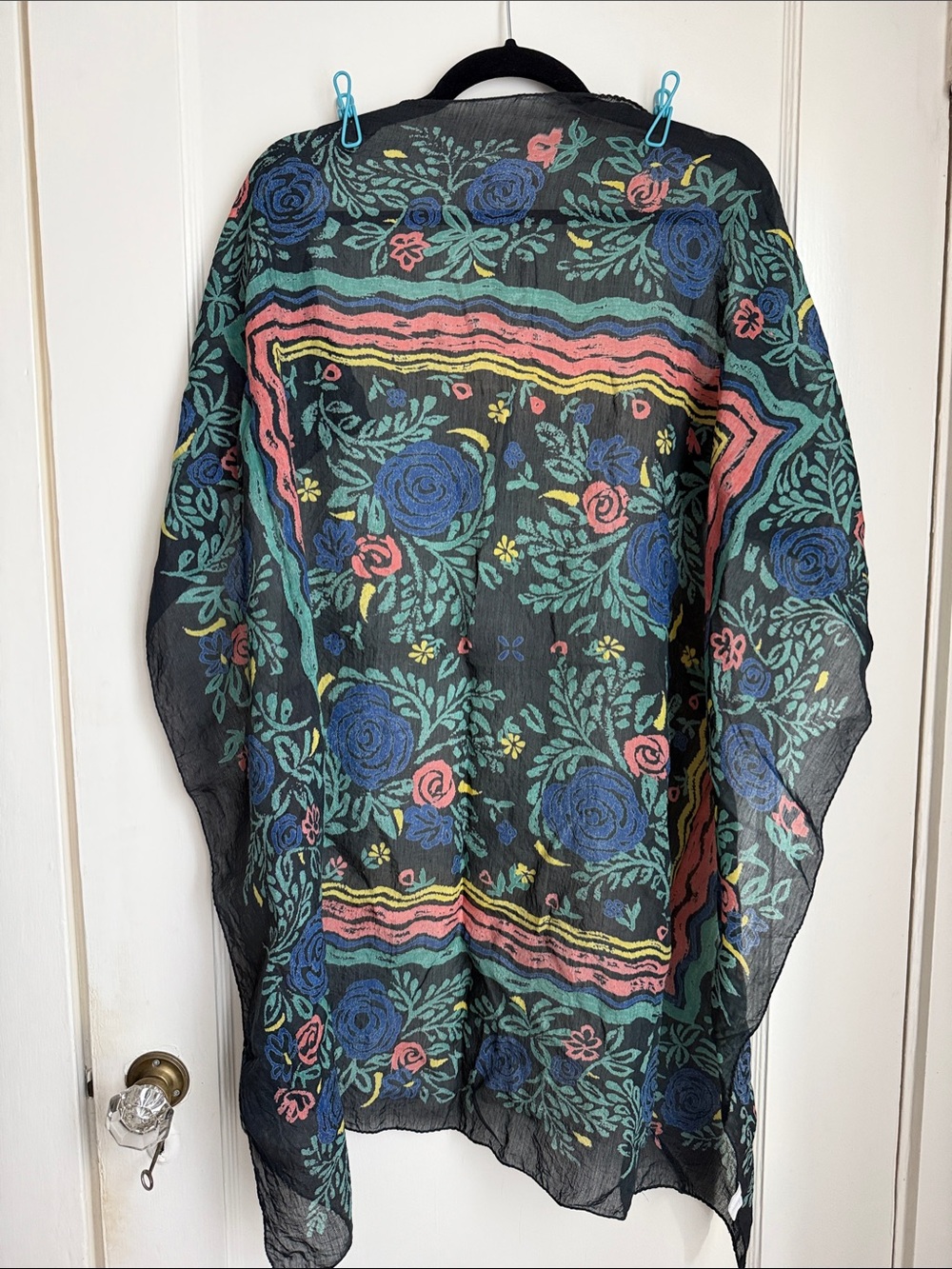 Lightweight Black Floral Print Scarf